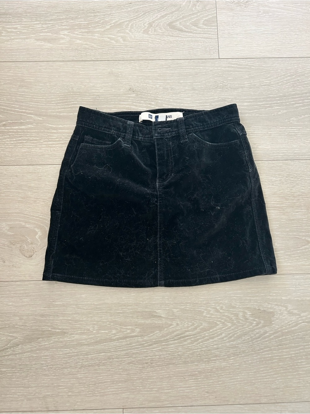 Black Velvet Mini Skirt Gap 98% Cotton